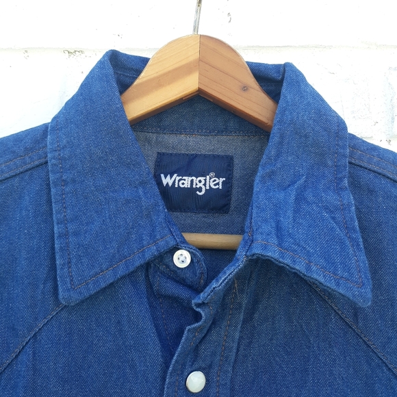 Wrangler Western Pearl Snap Shirt Denim - Picture 3 of 8